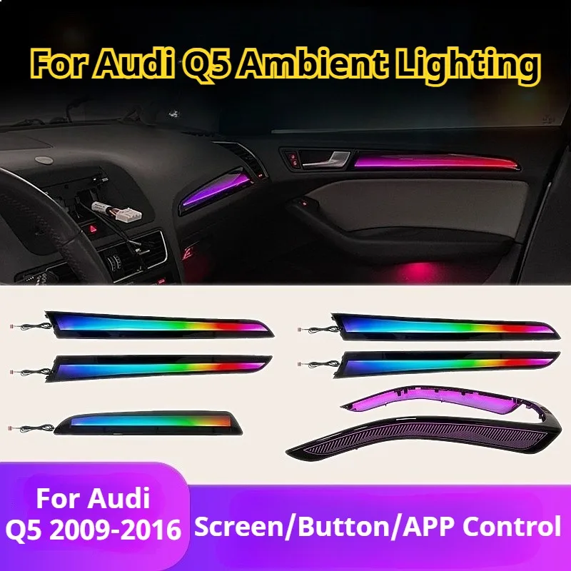 Auto RGB Atmosphere Decorative Lamp for Audi Q5 8R 2009-2016 Car Interior Ambient Light RGB LED Footwell Lights Multicolor