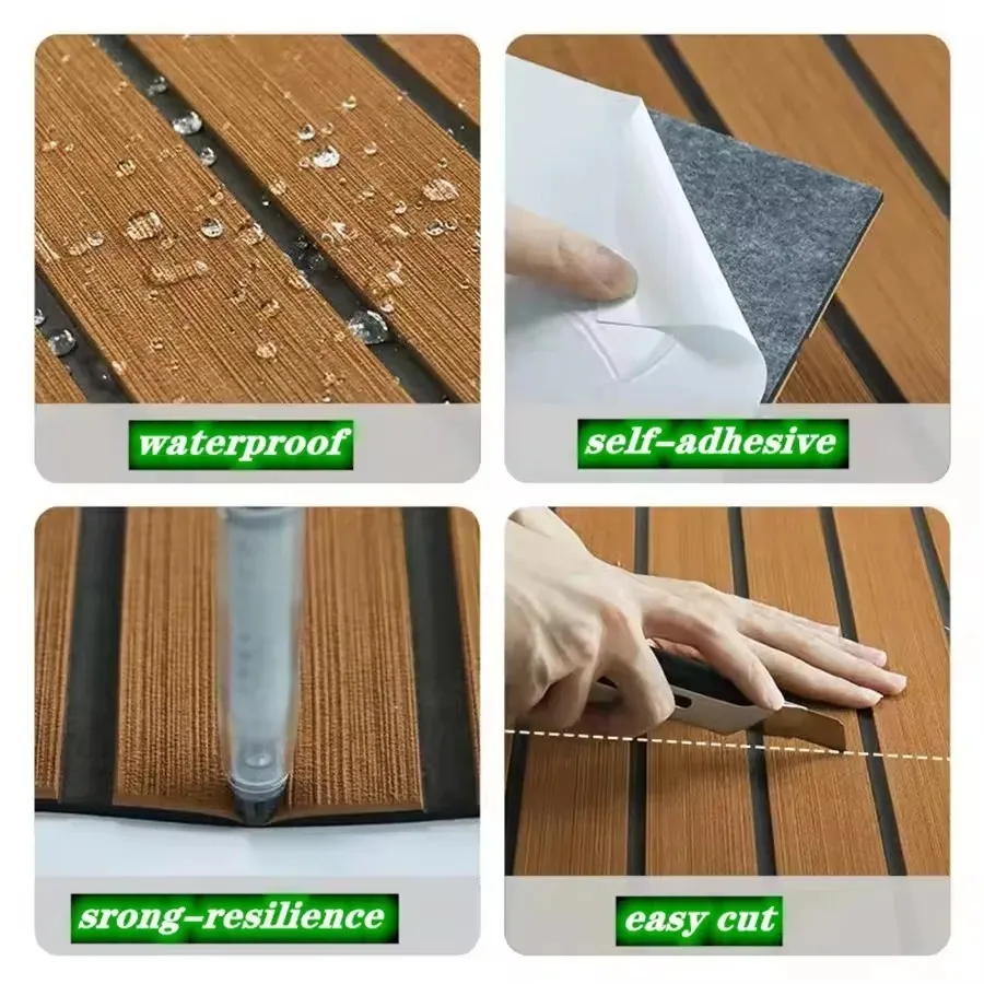 Self-Adhesive EVA Foam Teak Decking Marine Flooring Faux Boat Sheet Decking Boat EVA Floor Mat for Boat 2400x45x6mm Accessories
