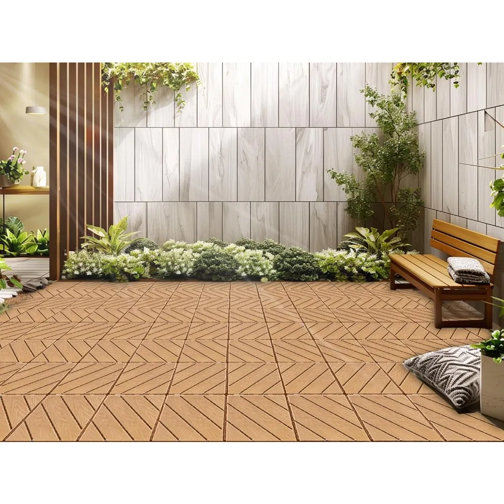 

35 PCS Interlocking Deck Tiles Outdoor Waterproof All Weather, 12x12 Indoor & Outdoor Flooring for Balcony,