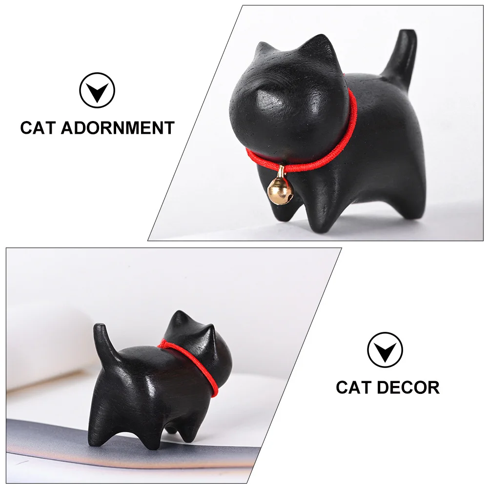 

1Pcs Green Sandalwood Cat Adornment Exquisite Wood Carving Desktop Decor Pen Holder Creative Wooden Cat Ornament