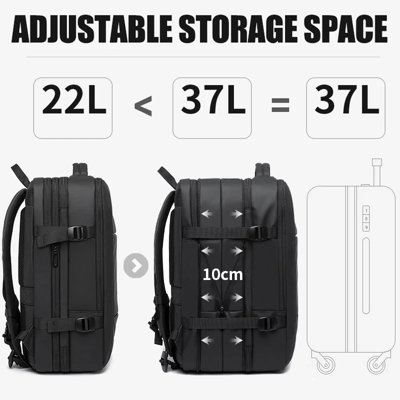 BANGE Expandable Men\'s Backpack Waterproof 17.3 in Laptop Backpack Man Large Capacity Hiking Travel Bag Male Backpacks for Men