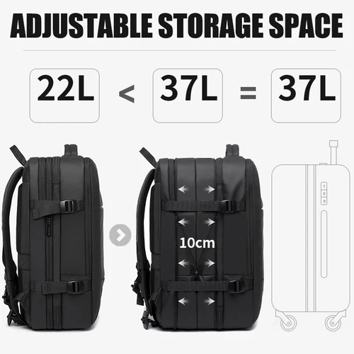 Imagen 2 del producto Mochila expandible BANGE para hombre, mochila impermeable para ordenador portátil de 17,3 pulgadas, bolsa de viaje para senderismo de gran capacidad, mochilas masculinas para hombre