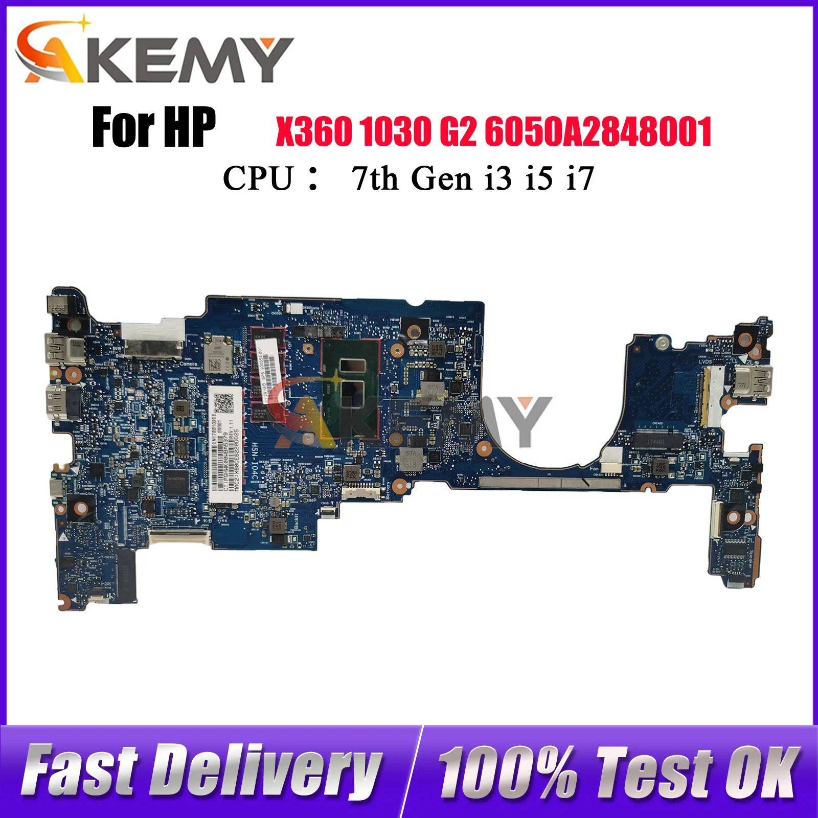 

6050A2848001 For HP EliteBook X360 1030 G2 Laptop Motherboard 917922-601 L30419-601 With i5 i7 7th Gen CPU 8G/16G RAM Tested OK