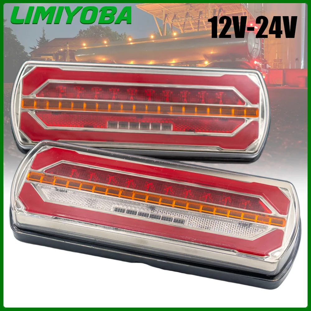 2PCS 12V 24V Tail Light Turn Signal LED Combination Brake Rear Lamp Waterproof For Trailer Truck Car LED Reflector Reverse light