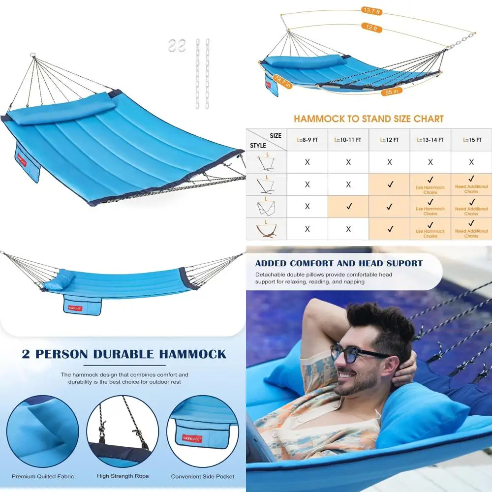 

Двойной гамак из стеганой ткани на 12 футов с изогнутой алюминиевой распоркой и мягкими подушками, гамак для отдыха на открытом воздухе