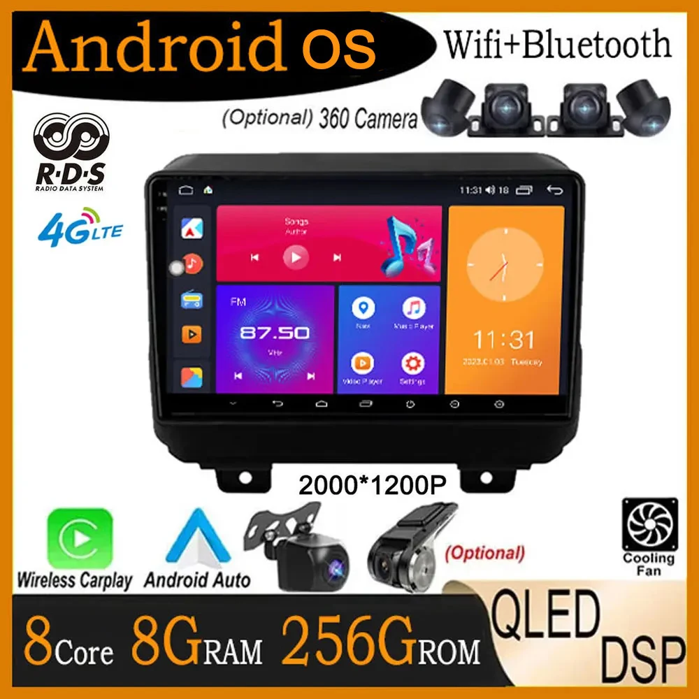 

Car Radio For Jeep Wrangler 4 JL 2018 - 2019 Android 14 System Central Multimedia Android Player 4G Intelligent Navigation GPS