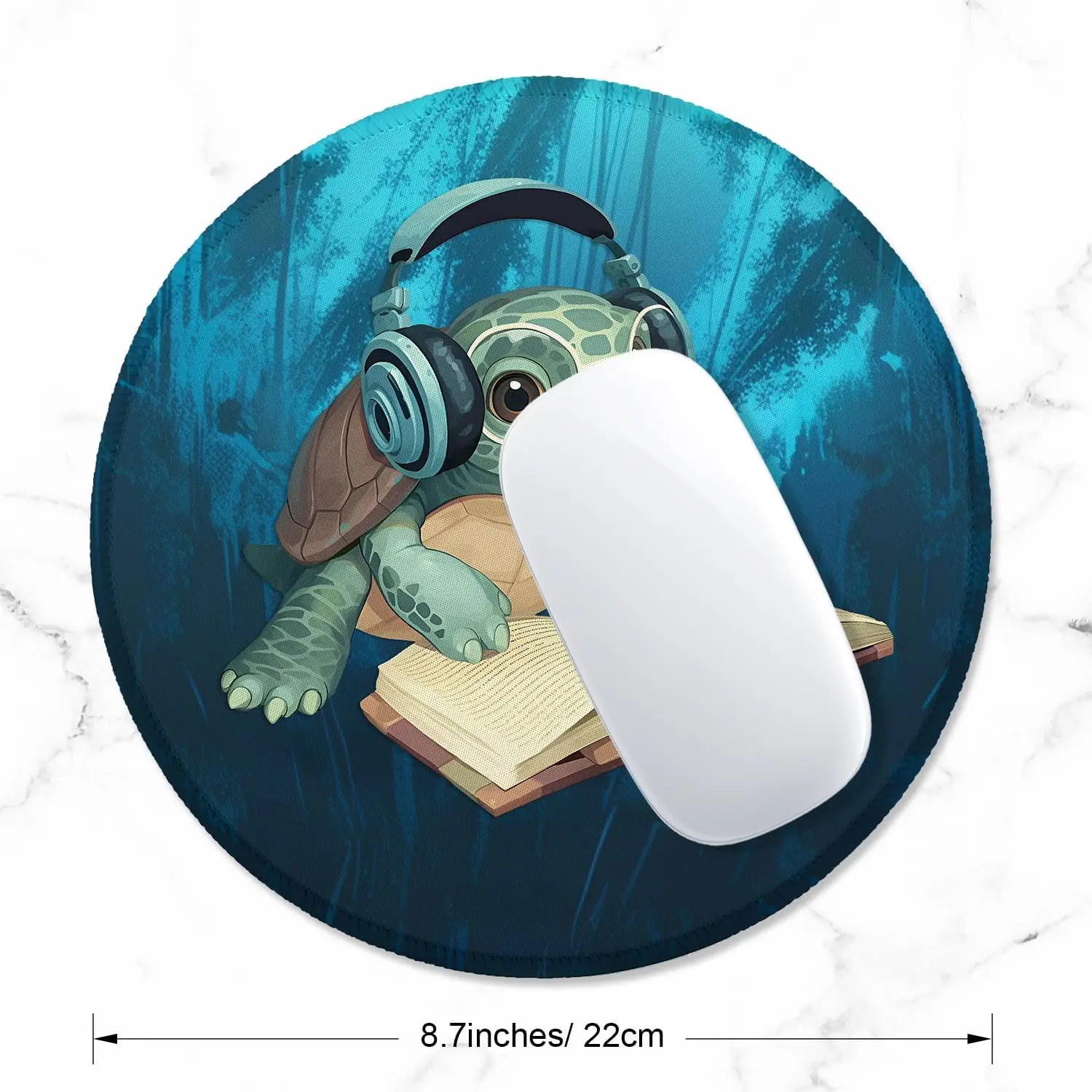 Turtle round mouse pad with stitching edges advanced texture waterproof rubber base desktop protective pad diameter 22*22mm