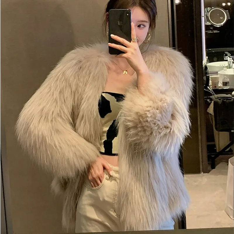 2023 New Faux Fur Coat for Women In Winter with Thickening To Keep Warm Fashionable Reduced Age Slim High End Versatile Outwear