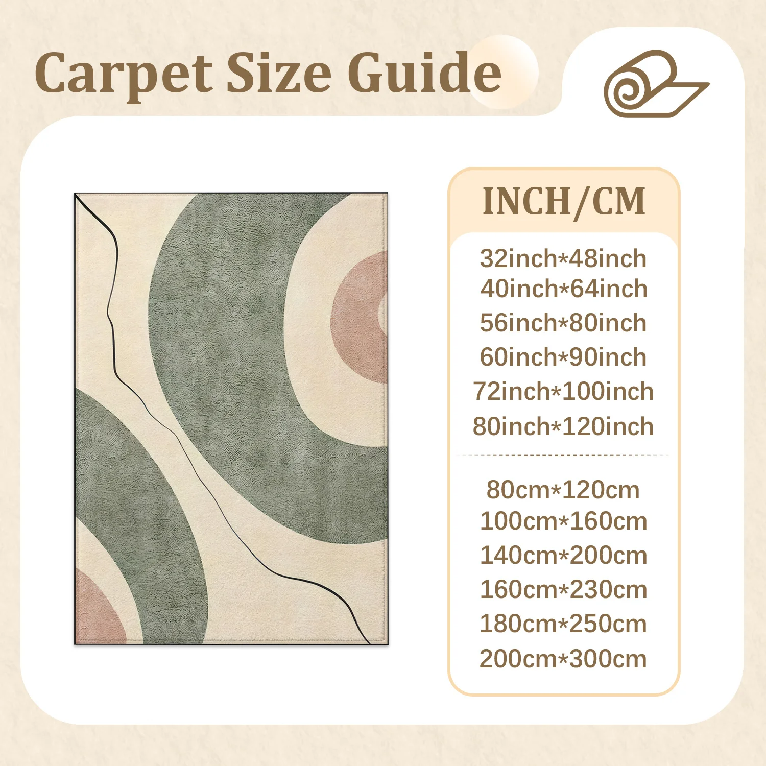 Large Indoor Area Rug, Soft Velvet Low Pile with Non-Slip Dotted Backing, Machine Washable, Modern Abstract Sage Green & Dusty Pink Curved Pattern Floor Rug for Living Room Bedroom, Neutral Minimalist Decor for Cozy Home Spaces