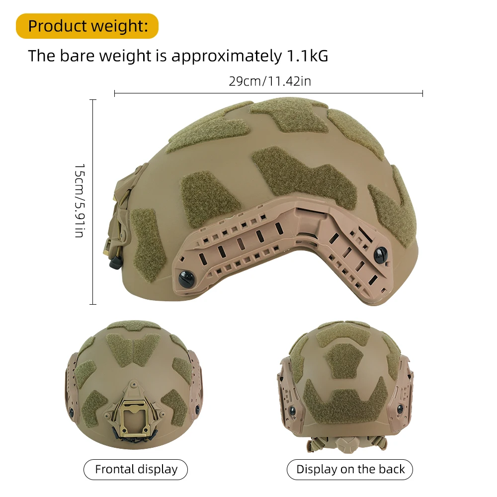 BOOIU Fast Tactical Helmet Adjustable Knob ABS High Cut Guide Rail Damping Protective Helmet Outdoor Airsoft Military Helmets