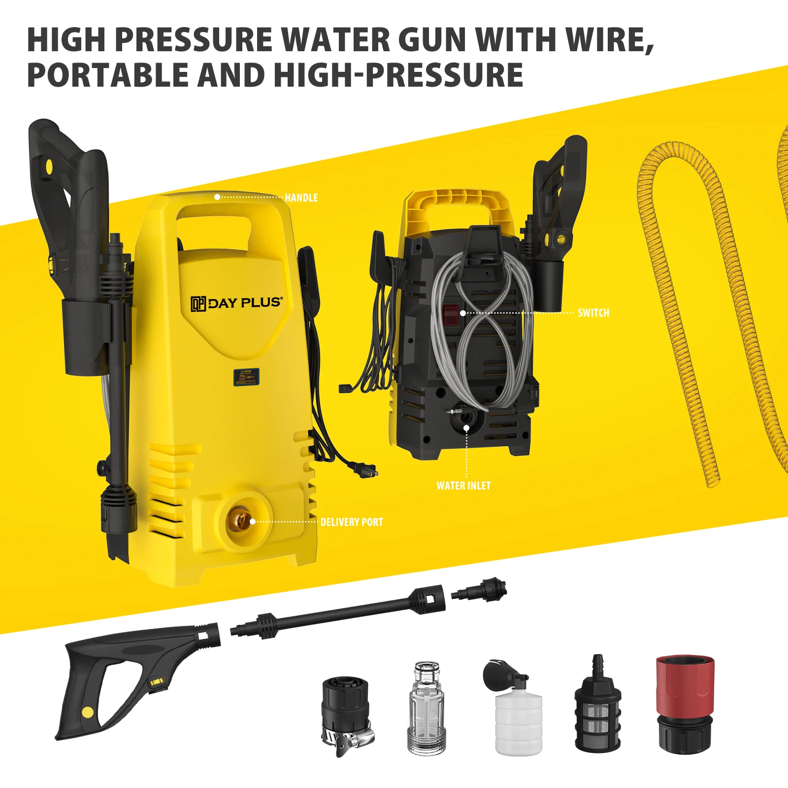 5000W Electric High Pressure Washer 350Bar5000PSI Power Jet Wash Patio Car 5Lmin Electric Pressure Washer Powerful Cleaning Tool