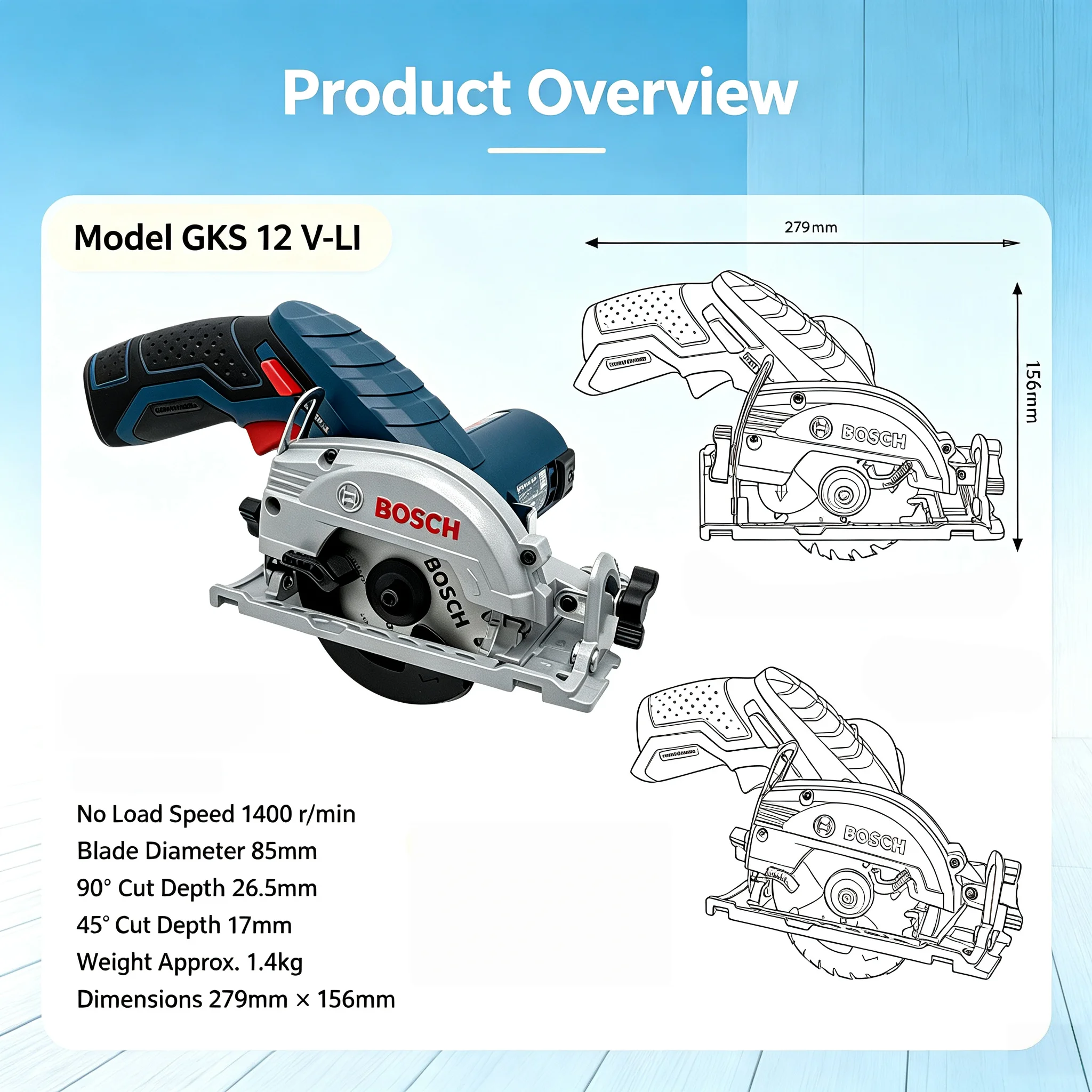 BOSCH GKS 12V-LI Cordless Electric Circular Saw Professional Multifunctional Woodworking Universal Saw Cutting Power Tools