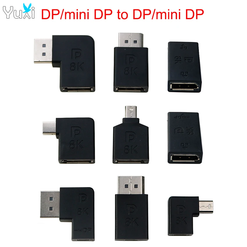 YuXi DisplayPort 1.4 8K 60Hz DP To Mini Displayport Cable Adapter Male Female DP Converter Laptop Computer Monitor Projector