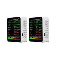 2PCS 6 In 1 PM2.5 PM10 HCHO TVOC CO CO2 Air Quality Detector CO CO2 Formaldehyde Monitor ,White