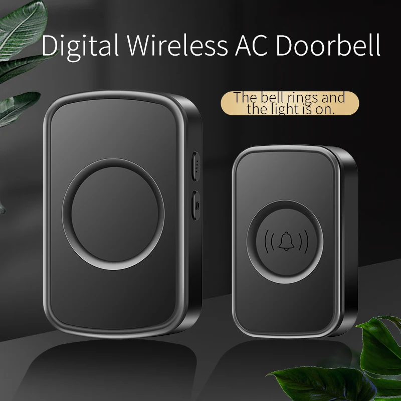 CACAZI Outdoor Wireless Doorbell Waterproof Smart Home Door Bell Chime Kit LED Flash Security Alarm Welcome House 60 Melodies