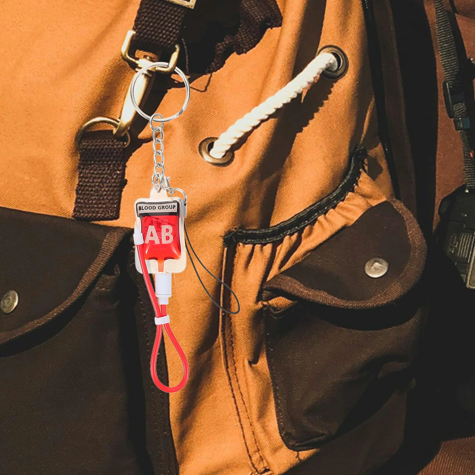 

Blood Type Key Pendant Backpack Keychain Halloween Chains Cool Bag Decoration Cute Keychains Decorate The Keyring