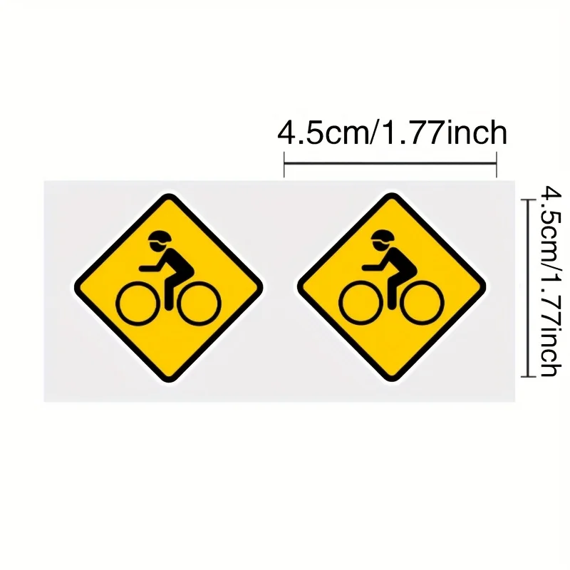 2Pcs Funny Cyclist Warning Vinyl Sticker, Waterproof Decal for Bicycle Frame Decoration