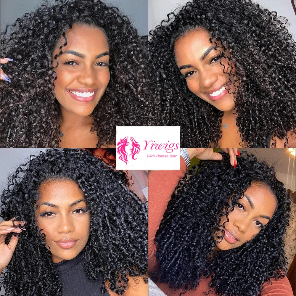 Yiwigs 10A Grade Pixie Curly 100% Thick Sew In Human Hair Bundles 10-30 inches Black 3 Bundle Deals Raw Hair Weave Extensions