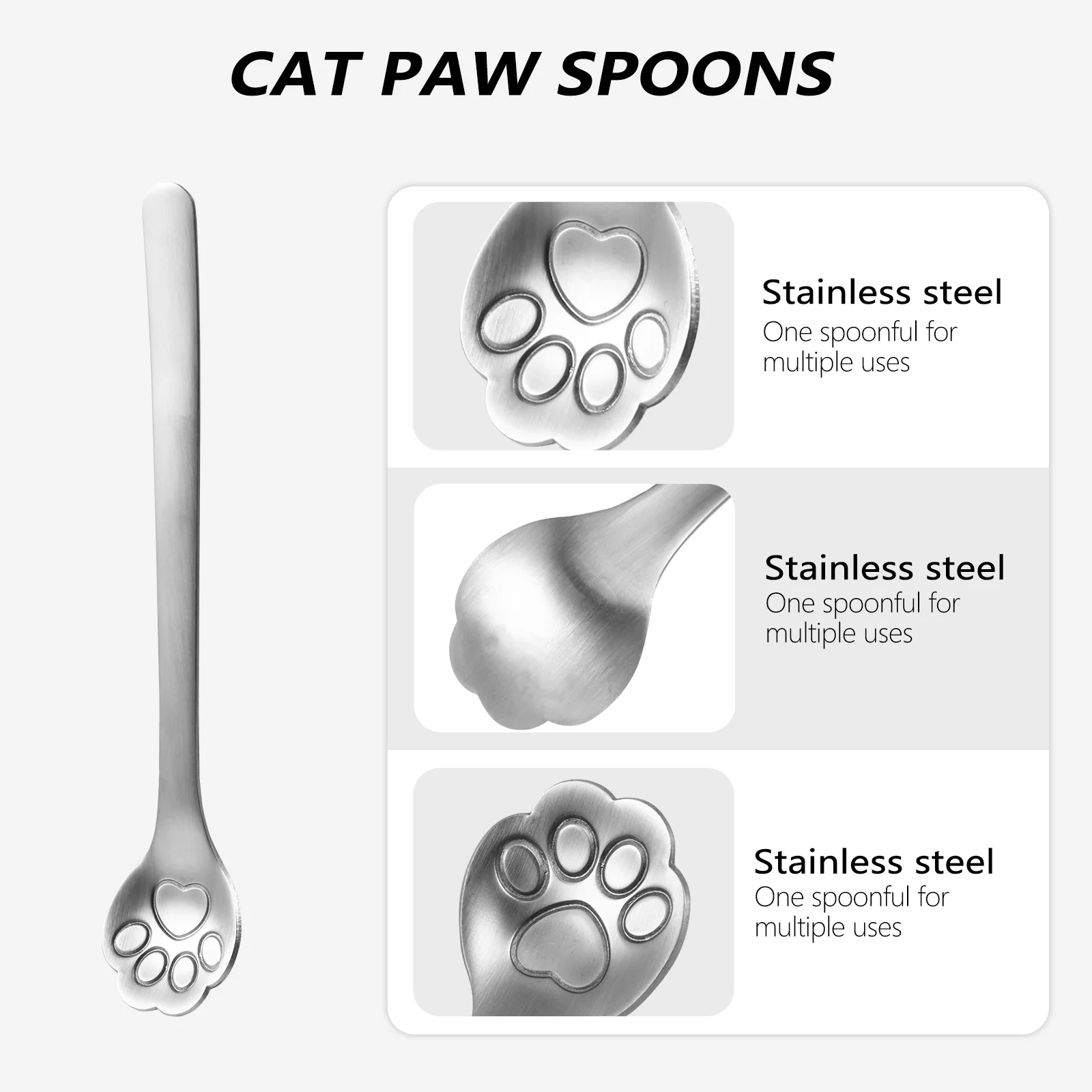 

3pcs Cat Paw Coffee Spoon Stainless Steel Mixing Scoop For Restaurant Bar Milk Tea Shop Unique Gift Idea Spoons Stirring Tool