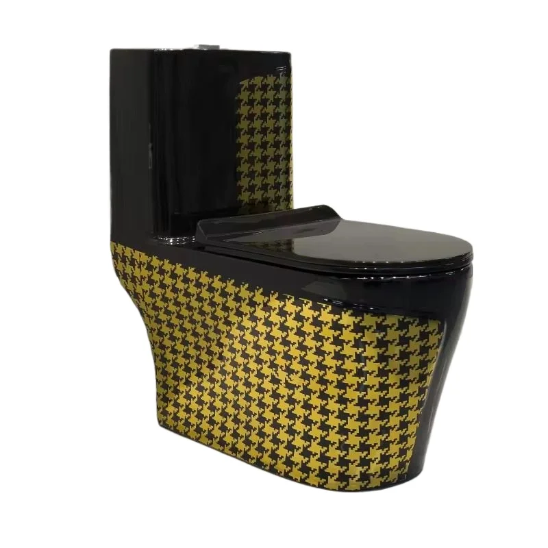 

European color household flush toilet ceramic toilet bathroom siphon deodorant water-saving gold toilet