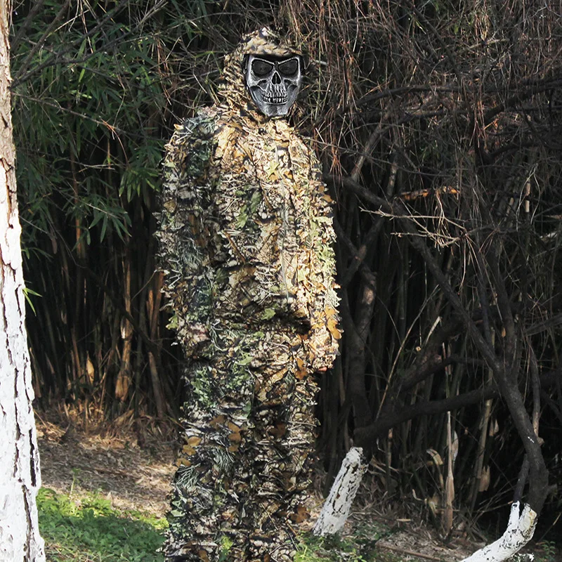 Men Women Ghillie Suit Hunter Camouflage Clothes Robe Hunting Clothes Gilly Suit Jungle Airsoft Leave Clothing Hunting Suit