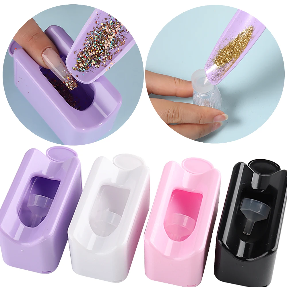 1Pcs Nail Glitter Powder Recycling Box Tray Type Pigment Dust Sequins Storage Tools Nail Art Manicure Storage Case LEBS-CF