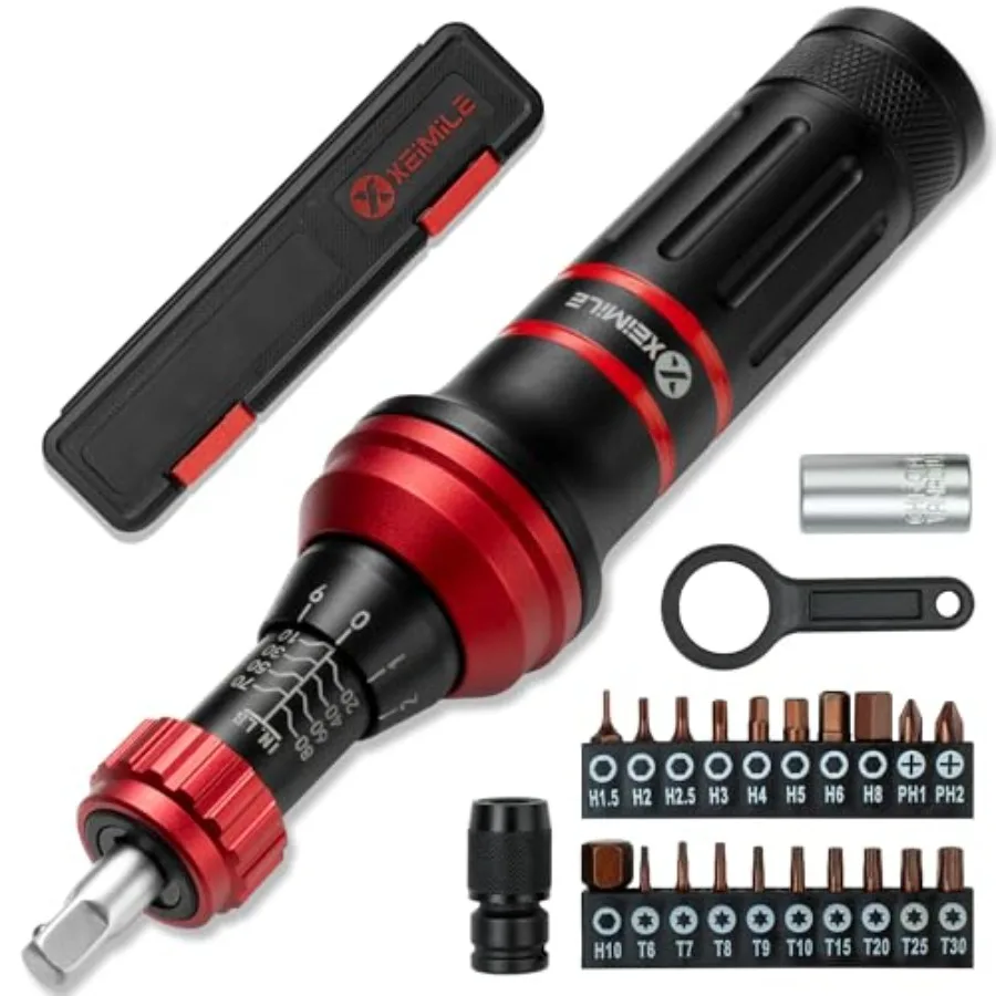 

Набор динамометрических отверток 10-80 дюйм-фунтов с держателем бит 1/4 дюйма, включая плоские, шестигранные, Torx и Phillips биты.