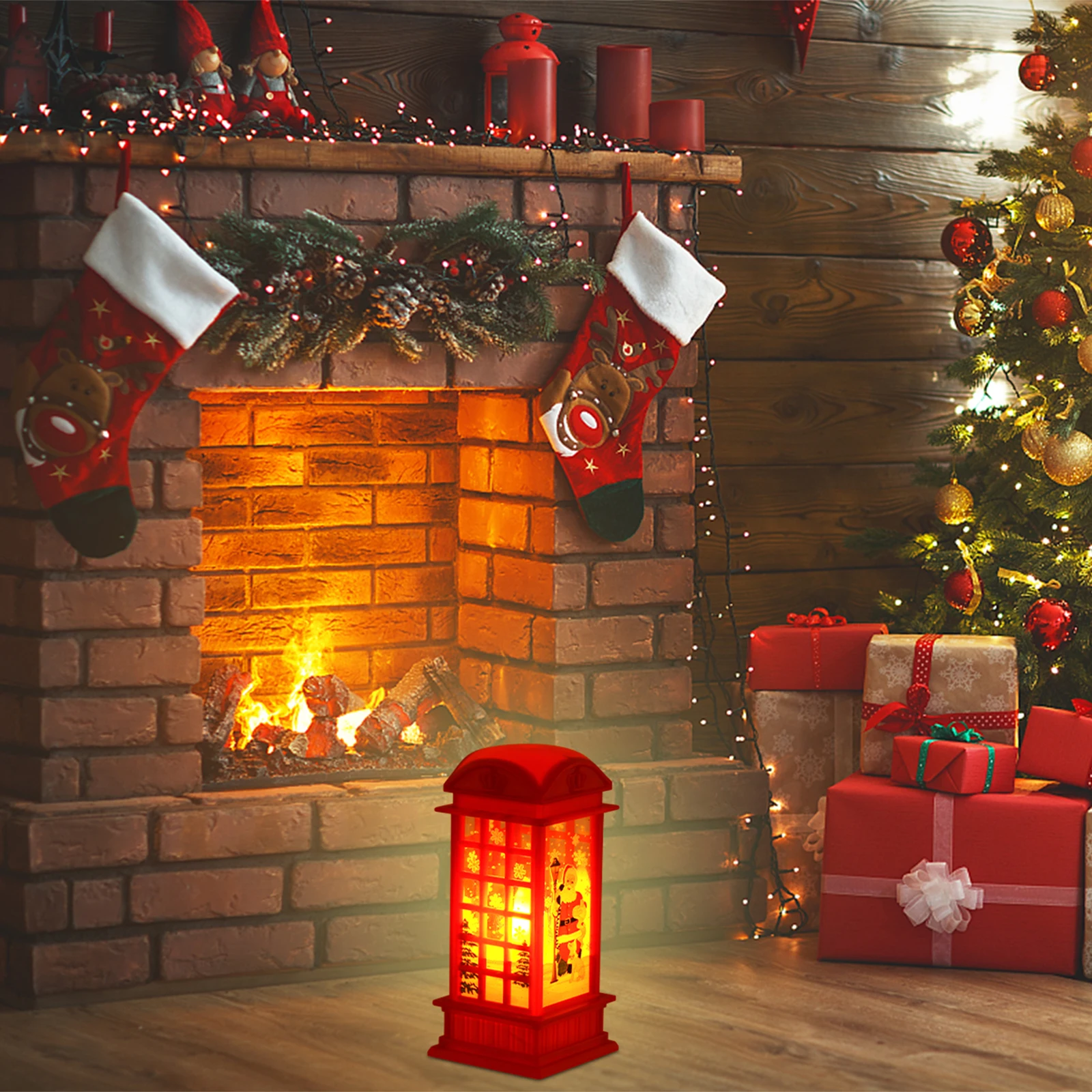 

Indoor Telephone Booth Night Light Home Decor LED Plastic Christmas Wall Decoration