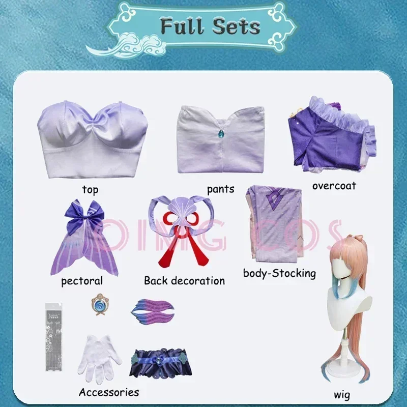 SN66 Sangonomiya Kokomi Cosplay Kostüm Genshin Impact Uniform Perücke Anime Chinesischen Stil Halloween Kostüme GameW & M