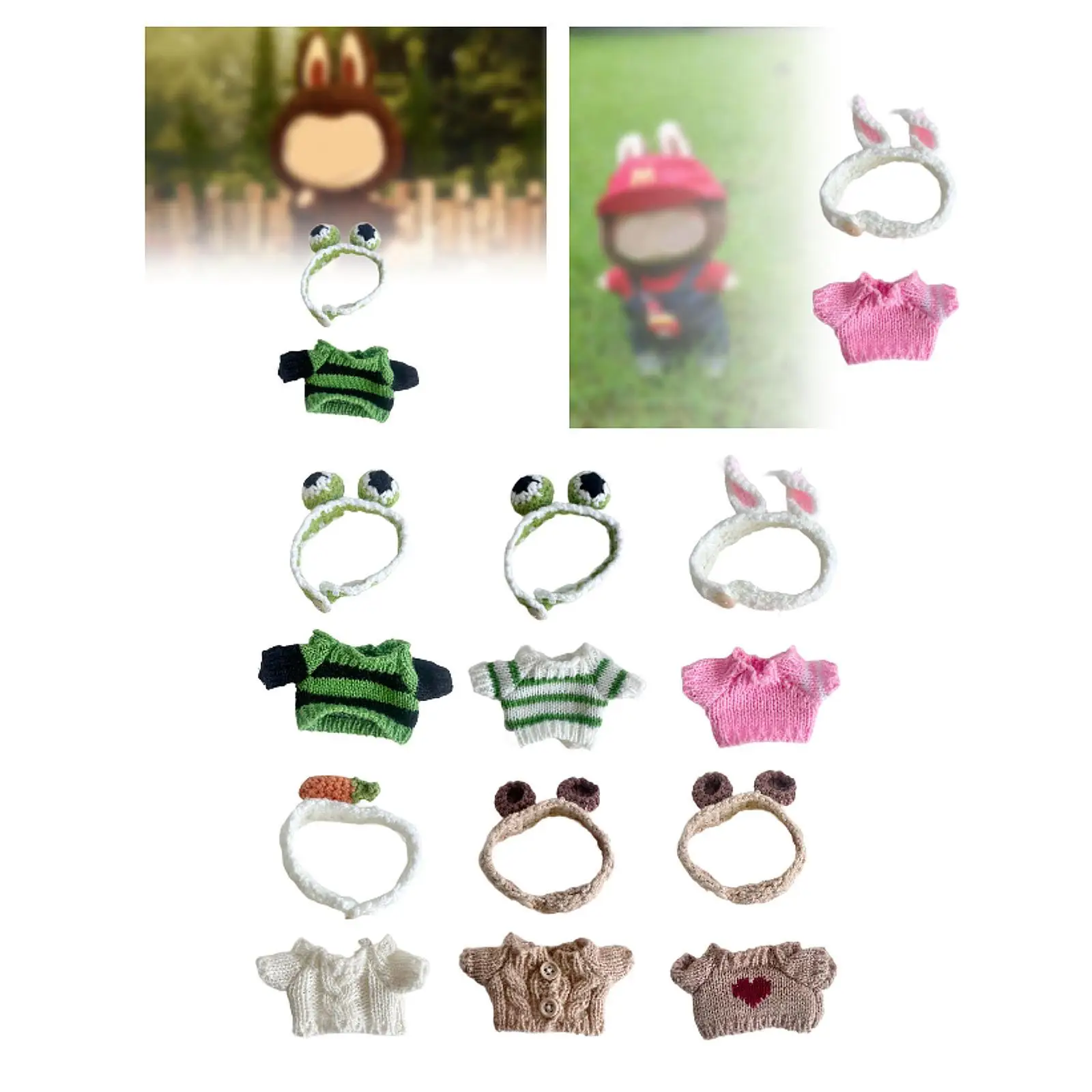 2 Pieces Fashion Dolls Sweater and Hairband, Miniature Clothes Costume for 15-17cm Boy Dolls Dress up Halloween Gifts