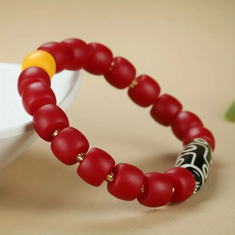 

Men's Natural Tibetan Dzi Bead Bracelet, Men's and Women's Retro Accessories Bracelet.