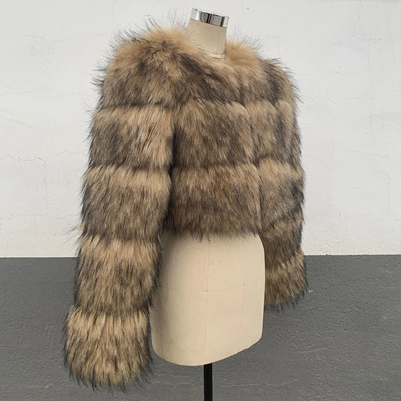 2023 Winter Herrenmode Faux Waschbär Pelzmantel Luxus kurze flauschige Pelz jacke Oberbekleidung Herren Fuzzy Mantel Ernte Pelz Top