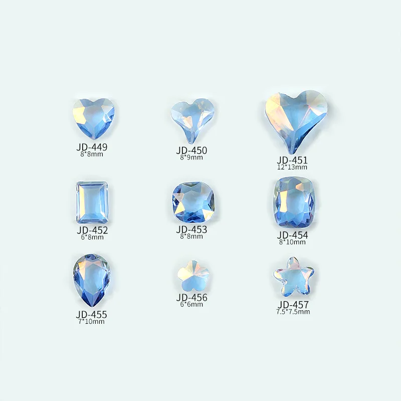 20PCS Sparkle Magic Blue Sea Salt Cheese Sharp Diamonds Various Shapes Crystal Nail Art Rhinestones Decorations Manicure Charms