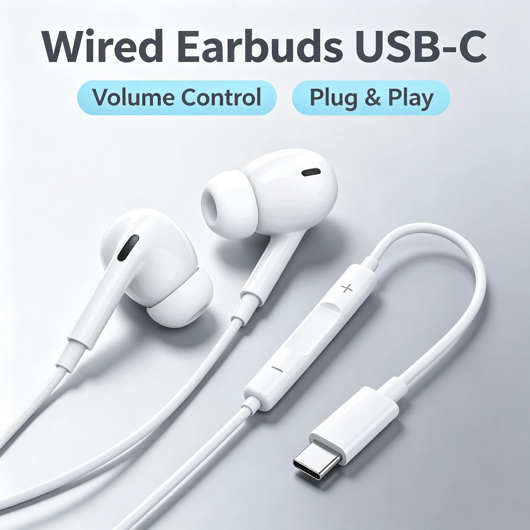 Usb C Earphone - หูฟังอินเอียร์ดิจิทัล Type-C พร้อมชิปดิจิทัล หูฟังที่ได้รับการรับรองคุณภาพเสียง ความละเอียดสูง เสียง