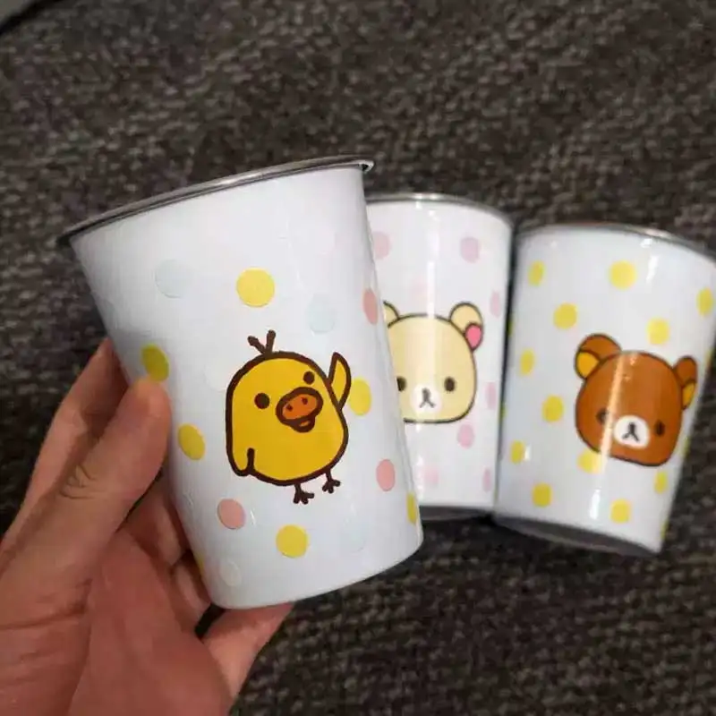 Rilakkuma Stainless Steel Cup Cartoon Water Mug Anti Slip Stackable Drinkware For Home Desktop Outdoor Camping Picnic Use