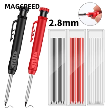 2.8mm Katı Marangoz İşaretleme Kalemi Mekanik Kurşun Kalem Marangoz Scriber Ağaç İşleme Araçları Kırtasiye Kaynağı için Kalemtıraş ile