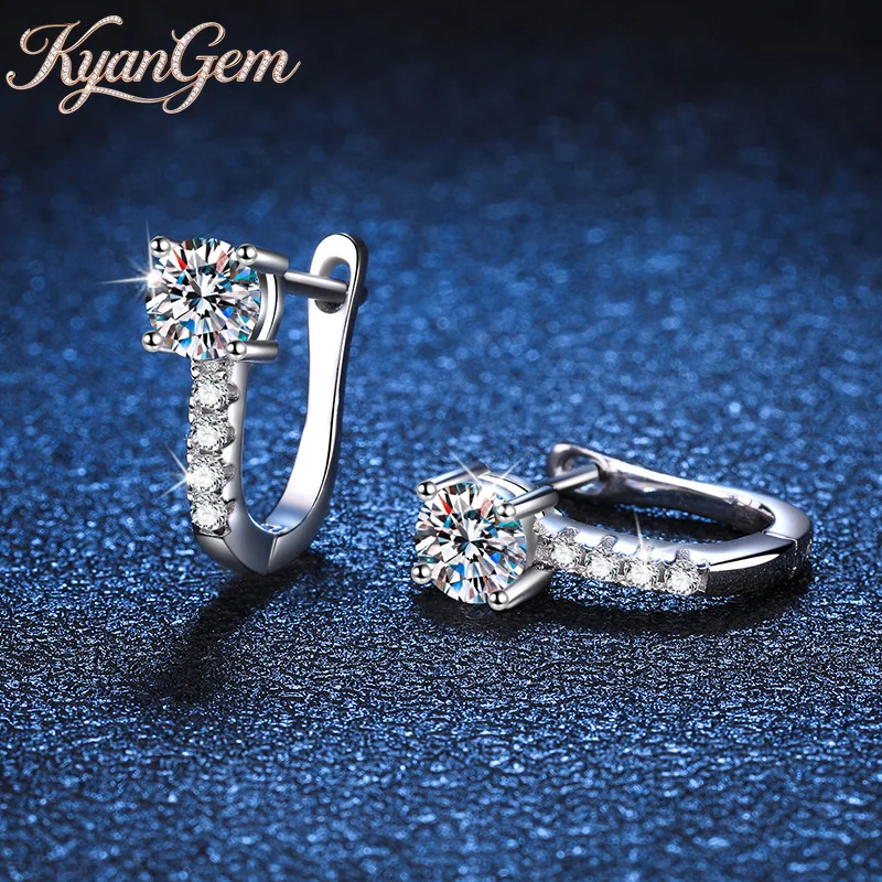 

Серьги-гвоздики KyanGem из 18-каратного золота с бриллиантами и платиной PT950, классические U-образные, с муассанитом 1 карат, цвет D