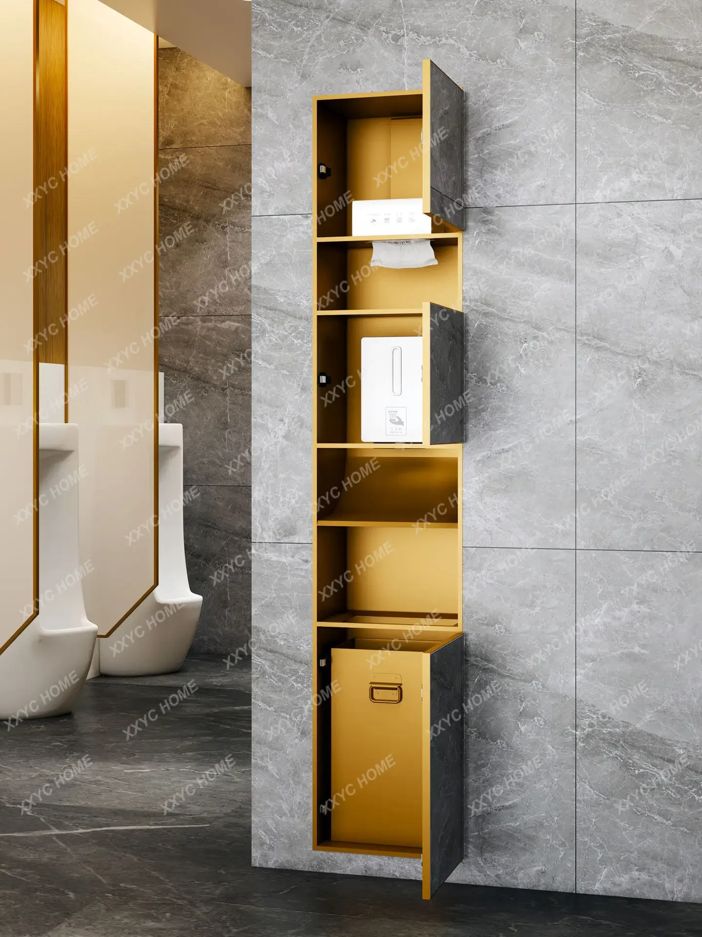 Bathroom embedded trash can stainless steel door panel, thickened hidden embedded niche