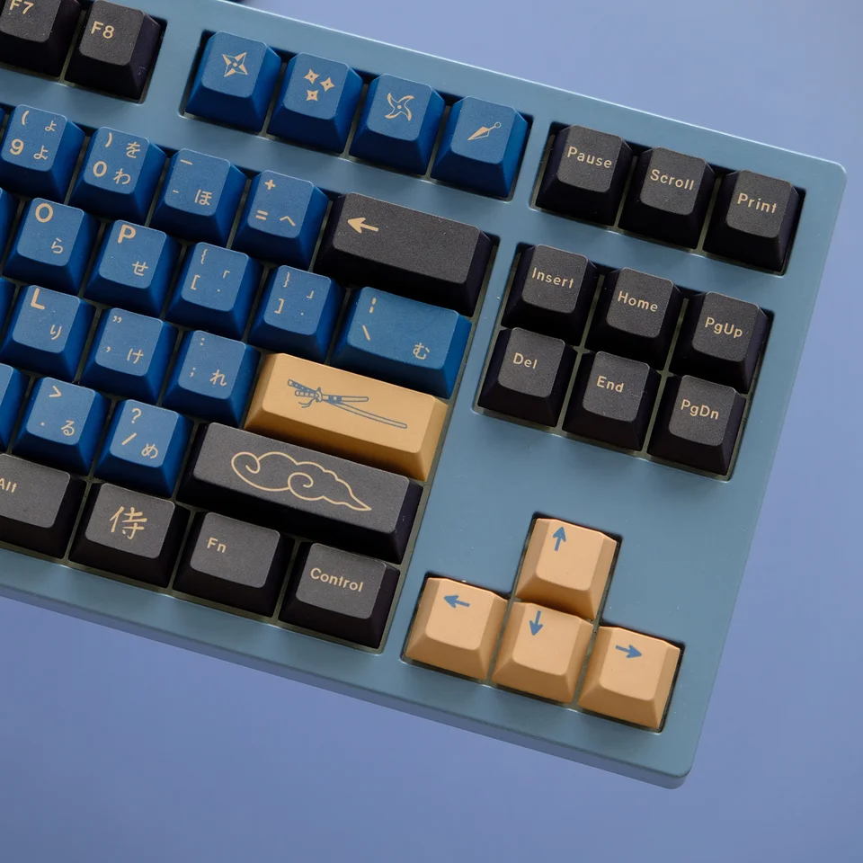 129 Keys/set GMK Blue Samurai Keycaps PBT Dye Subbed Key Caps