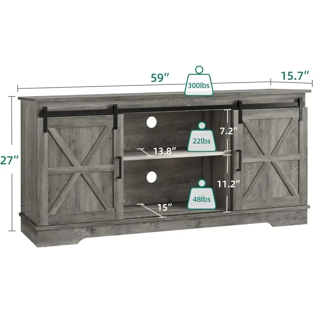Madeira tv stand com porta de correr, estilo moderno e rústico, para tv 65/60/55 polegadas