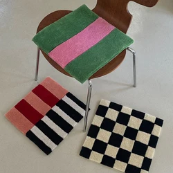 Handmade Colorful Tufting Seat Grids Blocks Cushion Soft Square Chair Sofa Pad Hanging Wall Decoration Tapestry Home Decor