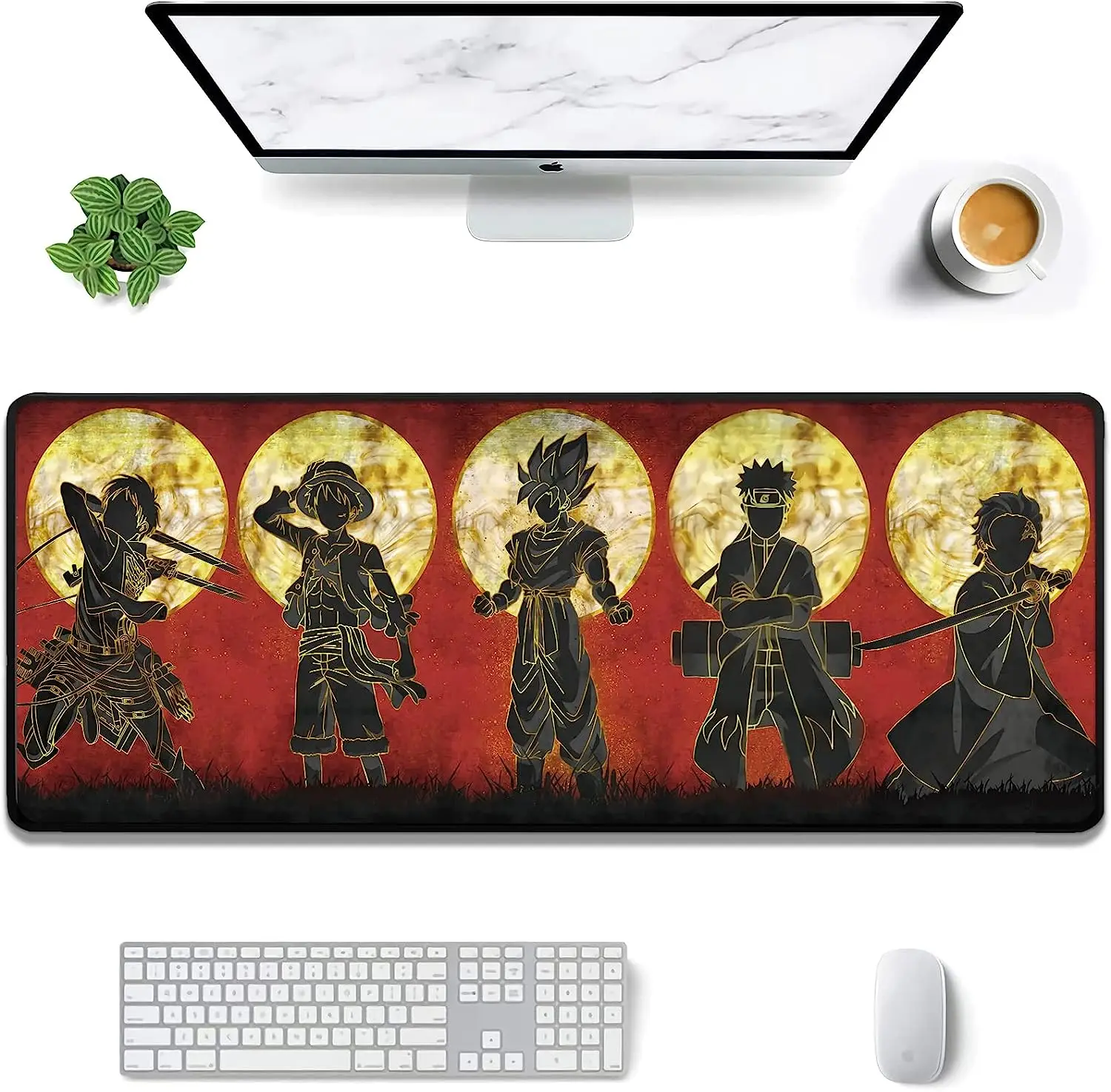 Anime Demon Slayer Gaming Mouse Pad Non-Slip Rubber Mouse Pad with Stitched Edges Waterproof Mouse Mat for Office 31.5