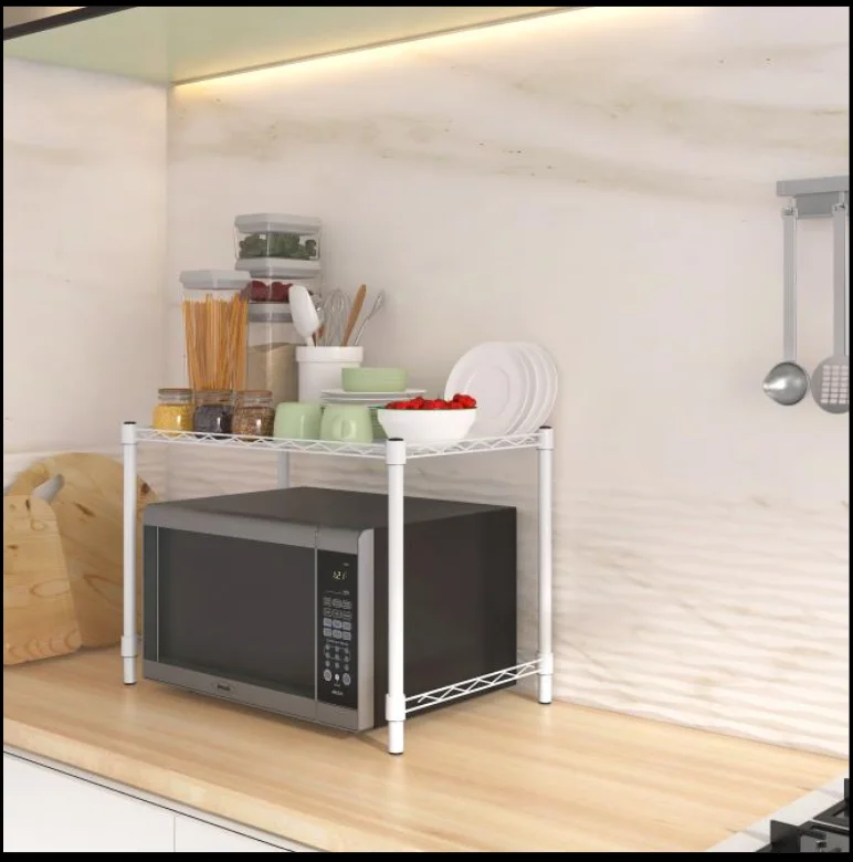 Metal countertop stackable pantry storage rack for cupboard kitchen storage rack