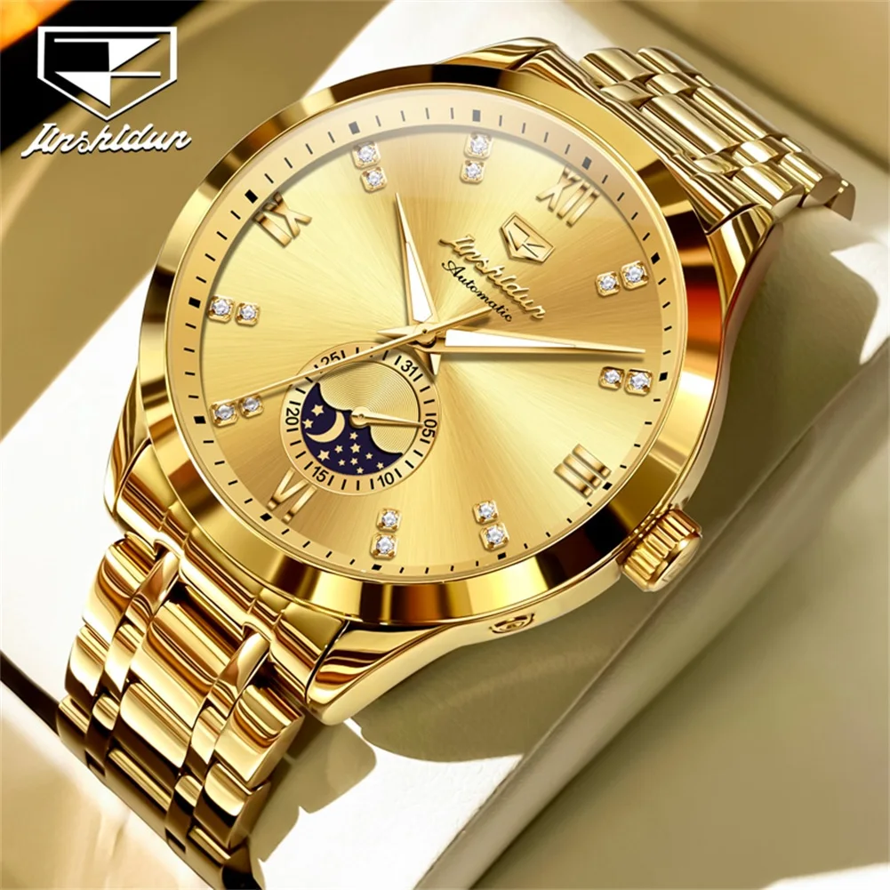 

JSDUN 8969 Men's Watch Top Luxury Brand Automatic Mechanical Watch Classic Waterproof Luminous Lunar Phase Business Men's Watch