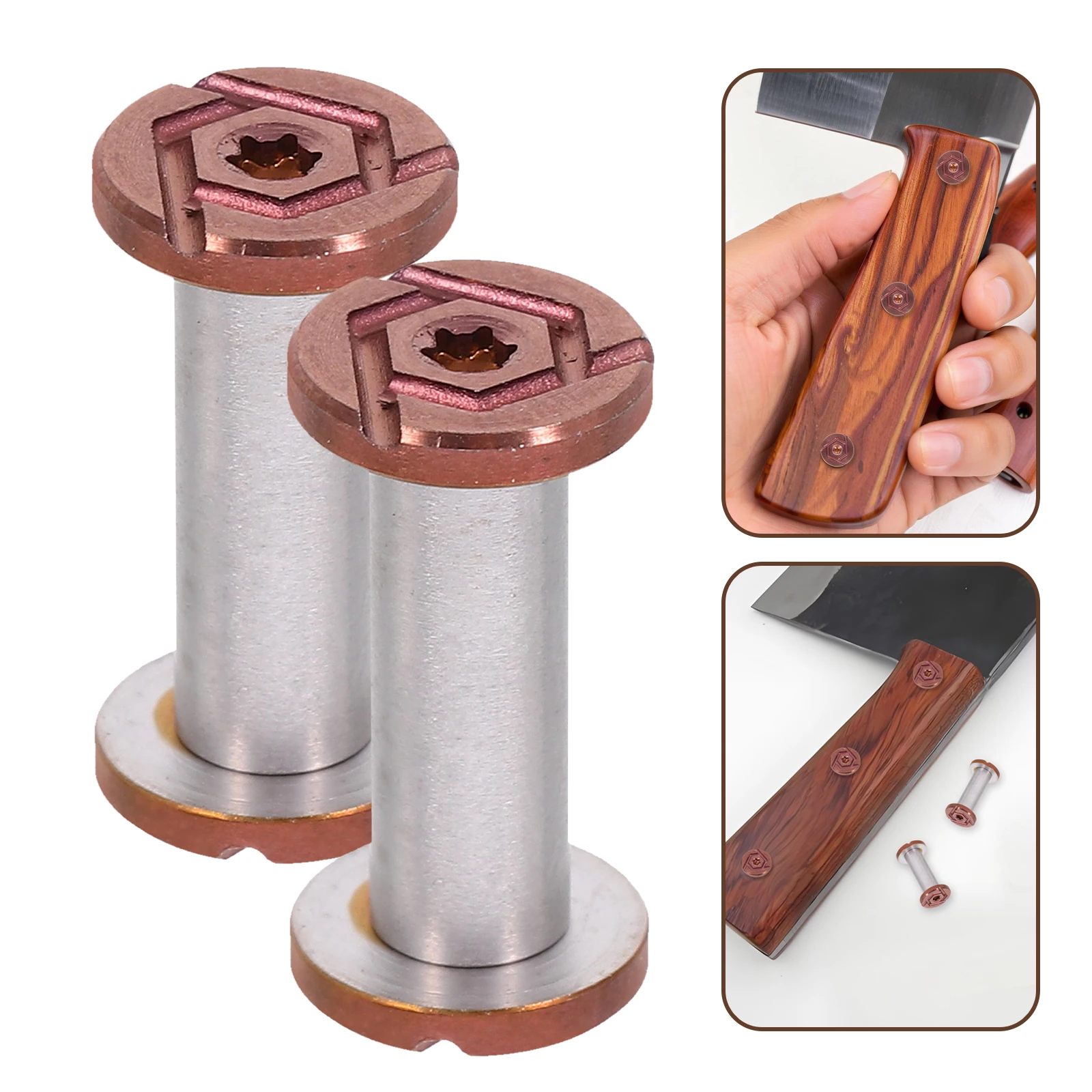 2pcs Stainless Steel Knife Handle Screws Flat Head Binding Rivets For Diy Handle Assembly Locking Fasteners Cutlery Repair Tools