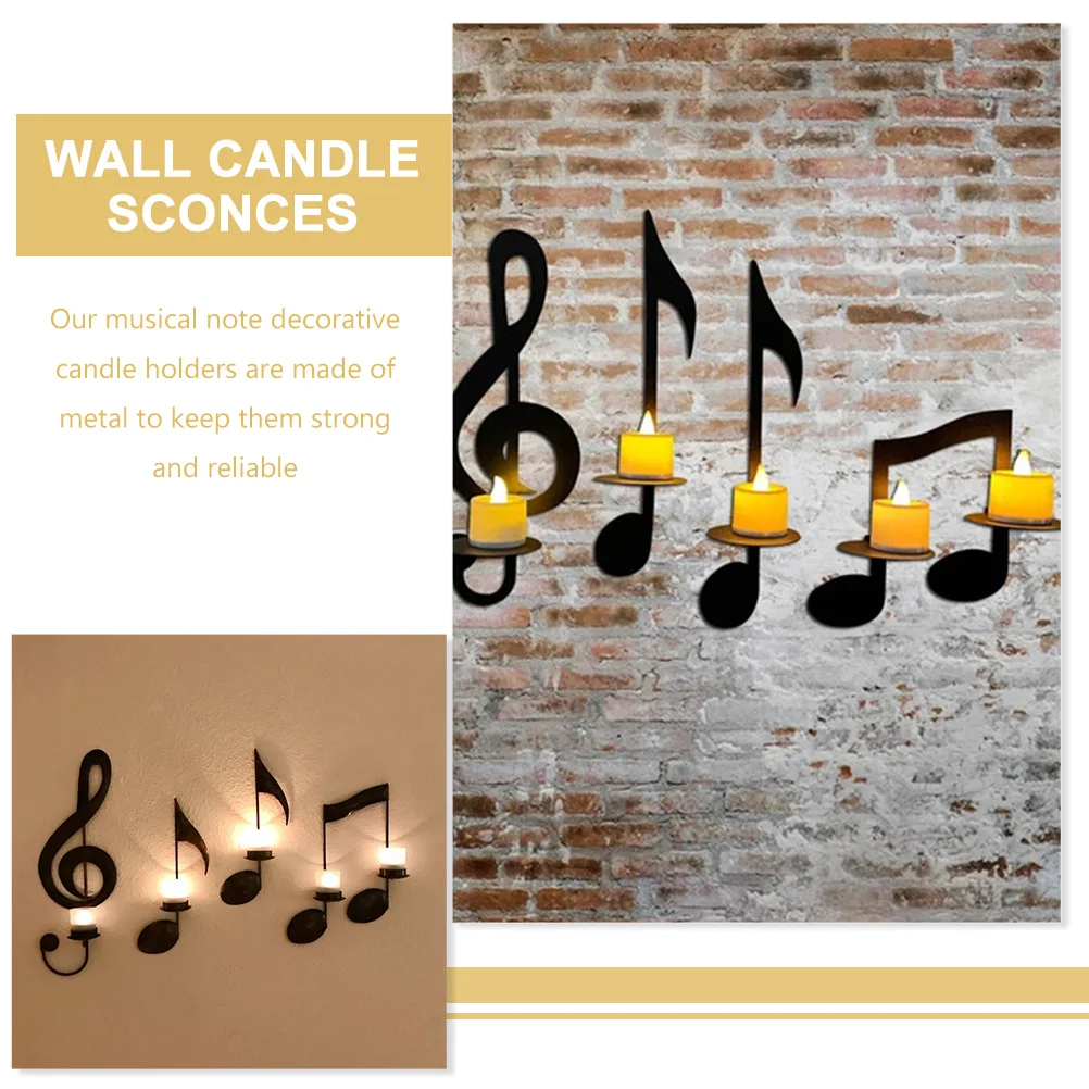 

3pcs Music Note Holder Metal Sconce Decorative Tea Light Holder For Home Office Mounted Living Room Wall Hanging
