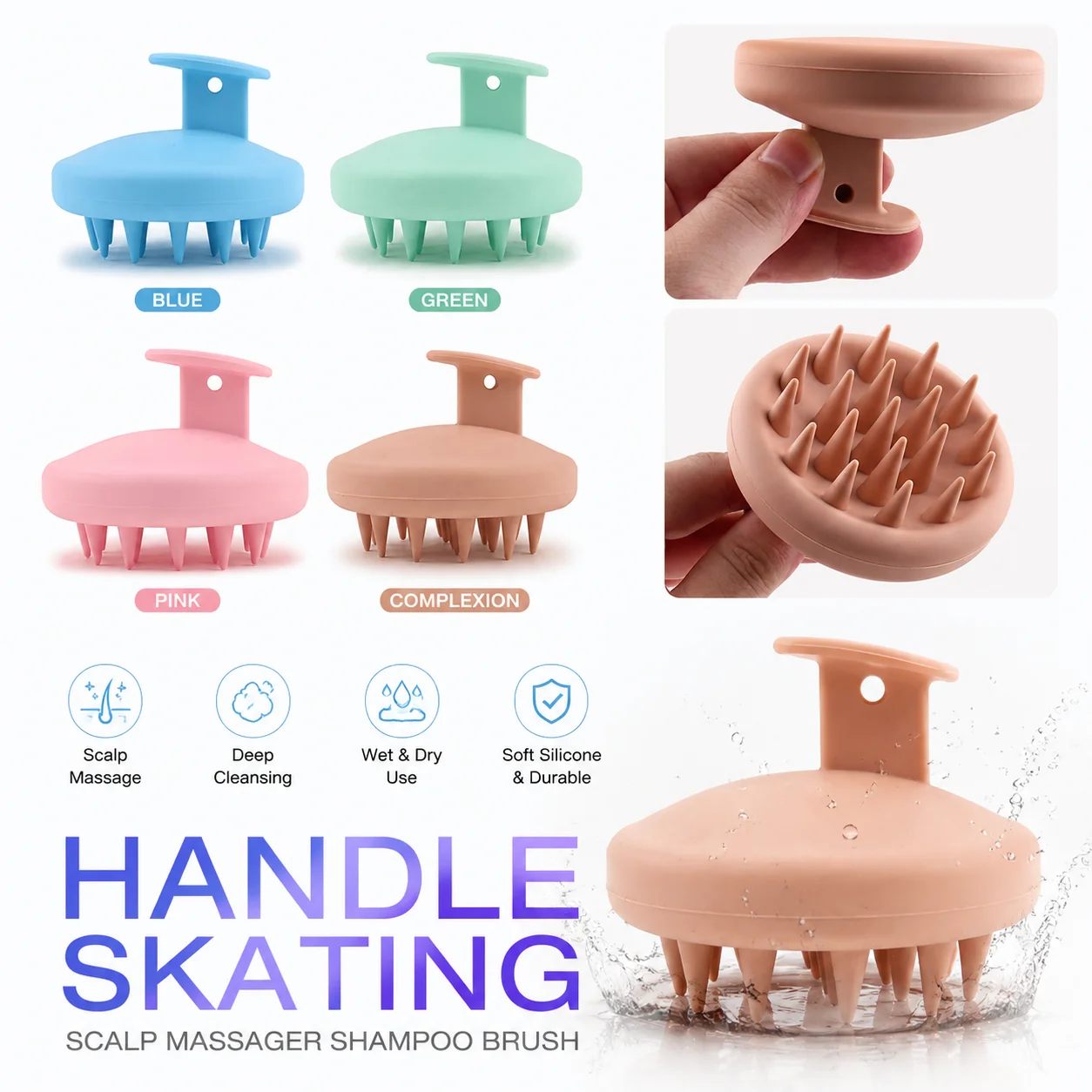 Multicolor Hair Massage & Brush Cleaning Combo Bathroom Accessorie