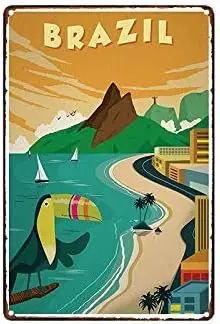 Metal Tin Sign Brazil Travel Poster Bar Pub Home Vintage Retro Poster Cafe Art Retro Wall Home Bar Pub Vintage Cafe Decor,  sign