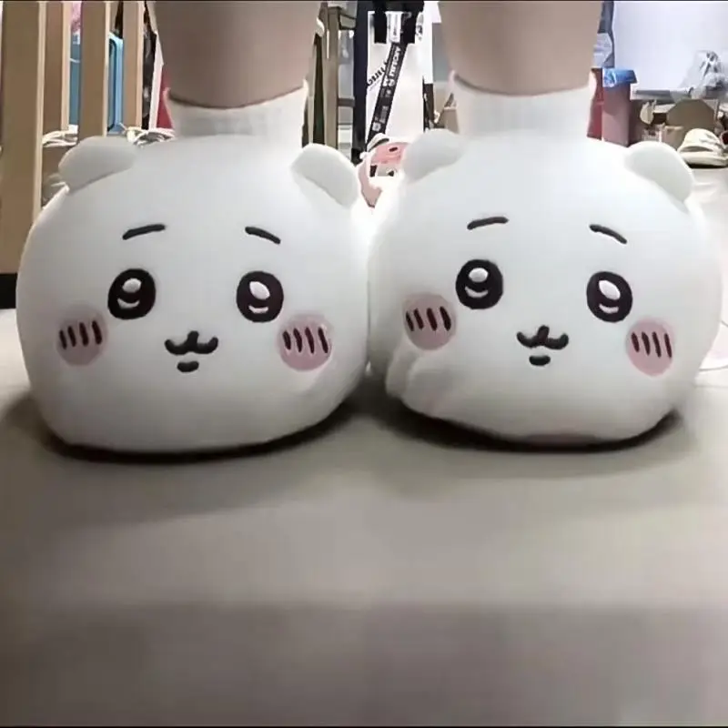 Chiikawa Cotton Slippers Woman Girl Couple Outerwear Thick Sole At Home Autumn Winter Anti-Slip Warmth Retention Cotton Shoes
