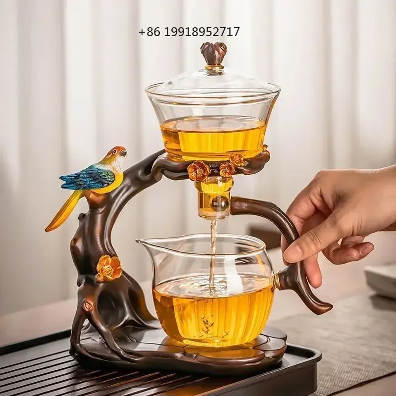 New Glass Automatic Tea Set for Light Luxury High-end Teacup Magnetic Teapot Lazy Tea Maker JJ552